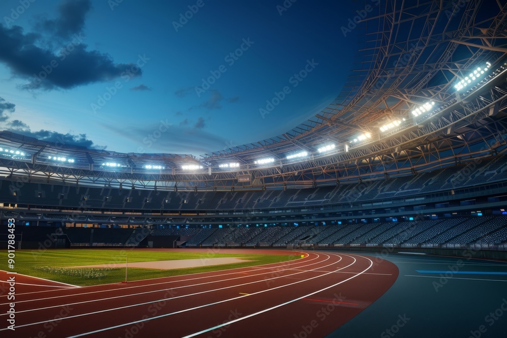 A sleek and modern stadium stands empty, bathed in warm morning light. The lack of spectators adds to the sense of anticipation and excitement. A sleek and modern stadium stands empty, bathed in warm morning light. The lack of spectators adds to the sense of anticipation and excitement.