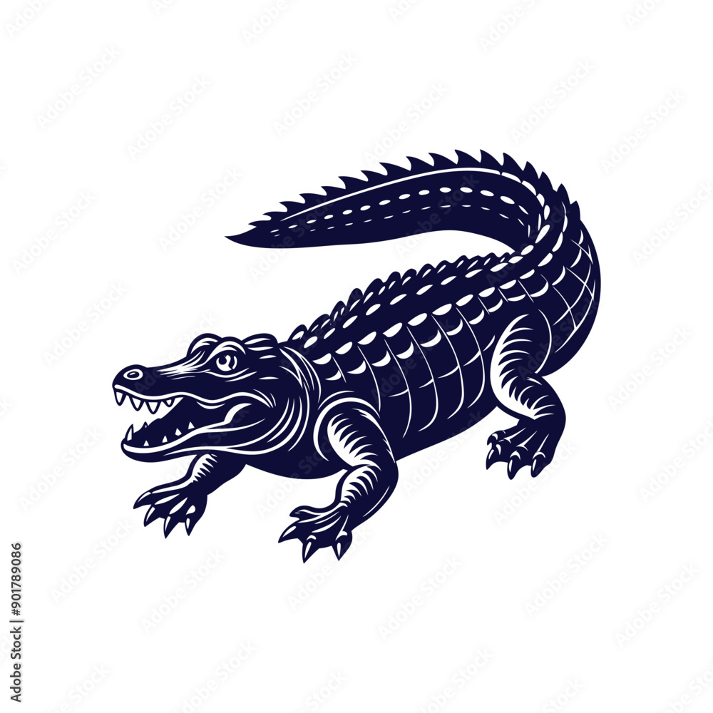 Fototapeta premium Vector cartoon Alligator Crocodile silhouettes Clipart illustration On a White Background