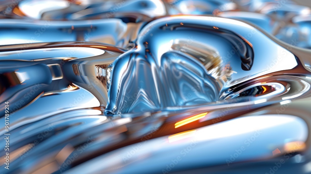 Shiny Chrome Abstract Fluid Metal Texture in Modern Lighting Shiny Chrome Abstract Fluid Metal Texture in Modern Lighting