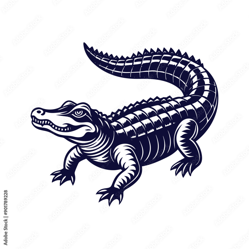 Naklejka premium Vector cartoon Alligator Crocodile silhouettes Clipart illustration On a White Background