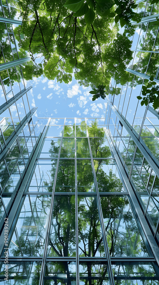 Sunset Reflections: Modern Glass Office Buildings with Greenery, Urban Harmony: Glass Facades and Lush Trees at Dusk, City Sunset: Greenery Between Modern Office Buildings, Golden Hour in the City Sunset Reflections: Modern Glass Office Buildings with Greenery, Urban Harmony: Glass Facades and Lush Trees at Dusk, City Sunset: Greenery Between Modern Office Buildings, Golden Hour in the City
