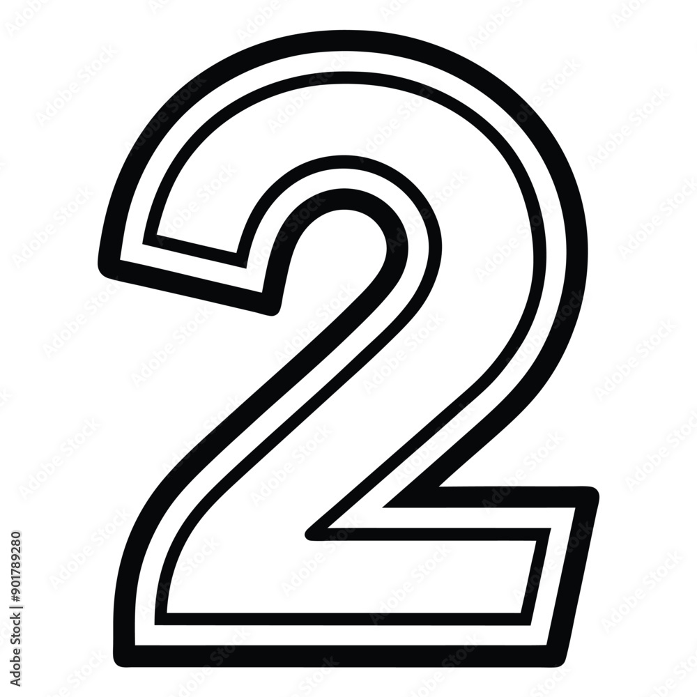 a minimalistic traced number 2 letter having dotted outline vector on white background a minimalistic traced number 2 letter having dotted outline vector on white background