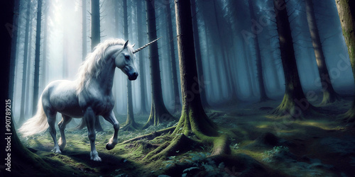 Unicorn of Dreams, A Magical Encounter in a Mysterious Forest photo