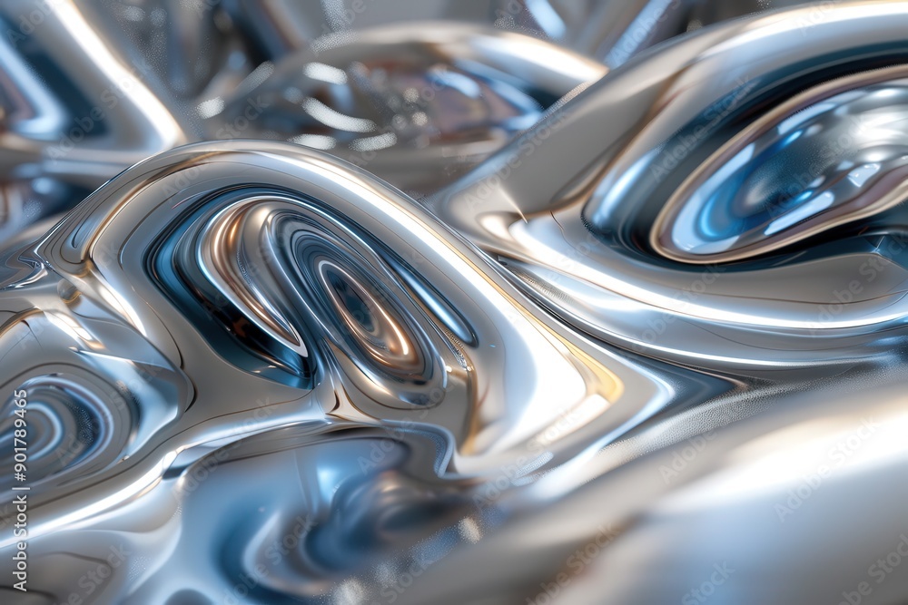 Abstract Fluid Metal Surface With Shiny Chrome Texture Abstract Fluid Metal Surface With Shiny Chrome Texture