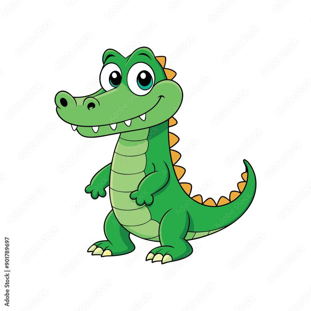 Naklejka premium Vector cartoon Alligator Crocodile Clipart illustration On a White Background