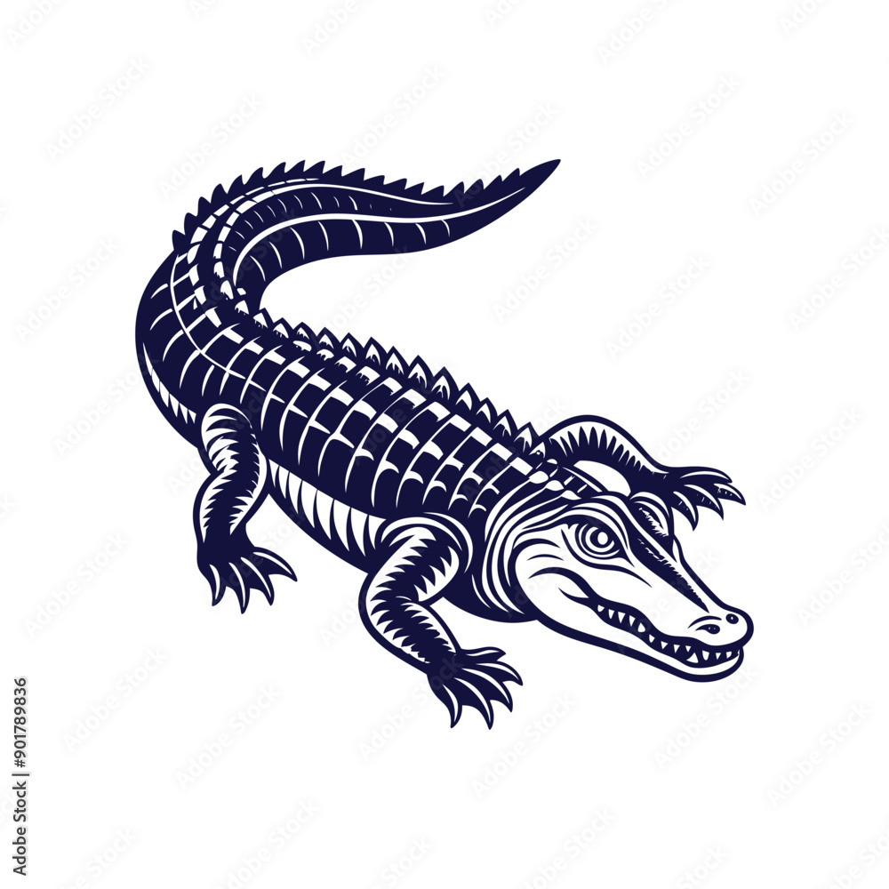 Fototapeta premium Vector cartoon Alligator Crocodile silhouettes Clipart illustration On a White Background