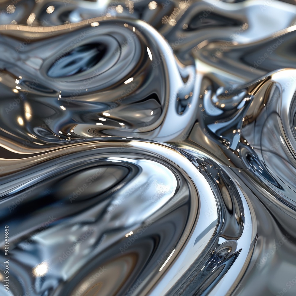 Abstract Fluid Metal Surface With Shiny Chrome Texture Abstract Fluid Metal Surface With Shiny Chrome Texture
