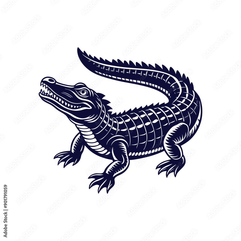 Naklejka premium Vector cartoon Alligator Crocodile silhouettes Clipart illustration On a White Background