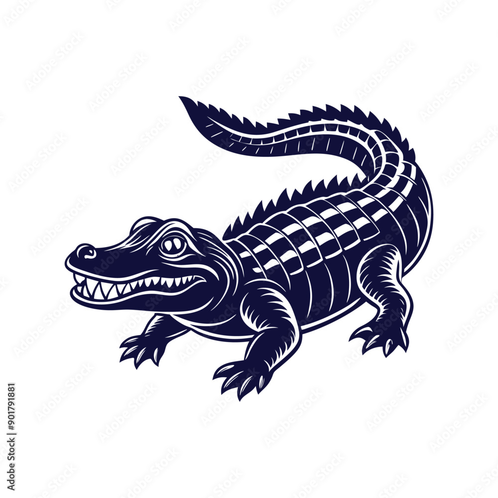 Fototapeta premium Vector cartoon Alligator Crocodile silhouettes Clipart illustration On a White Background