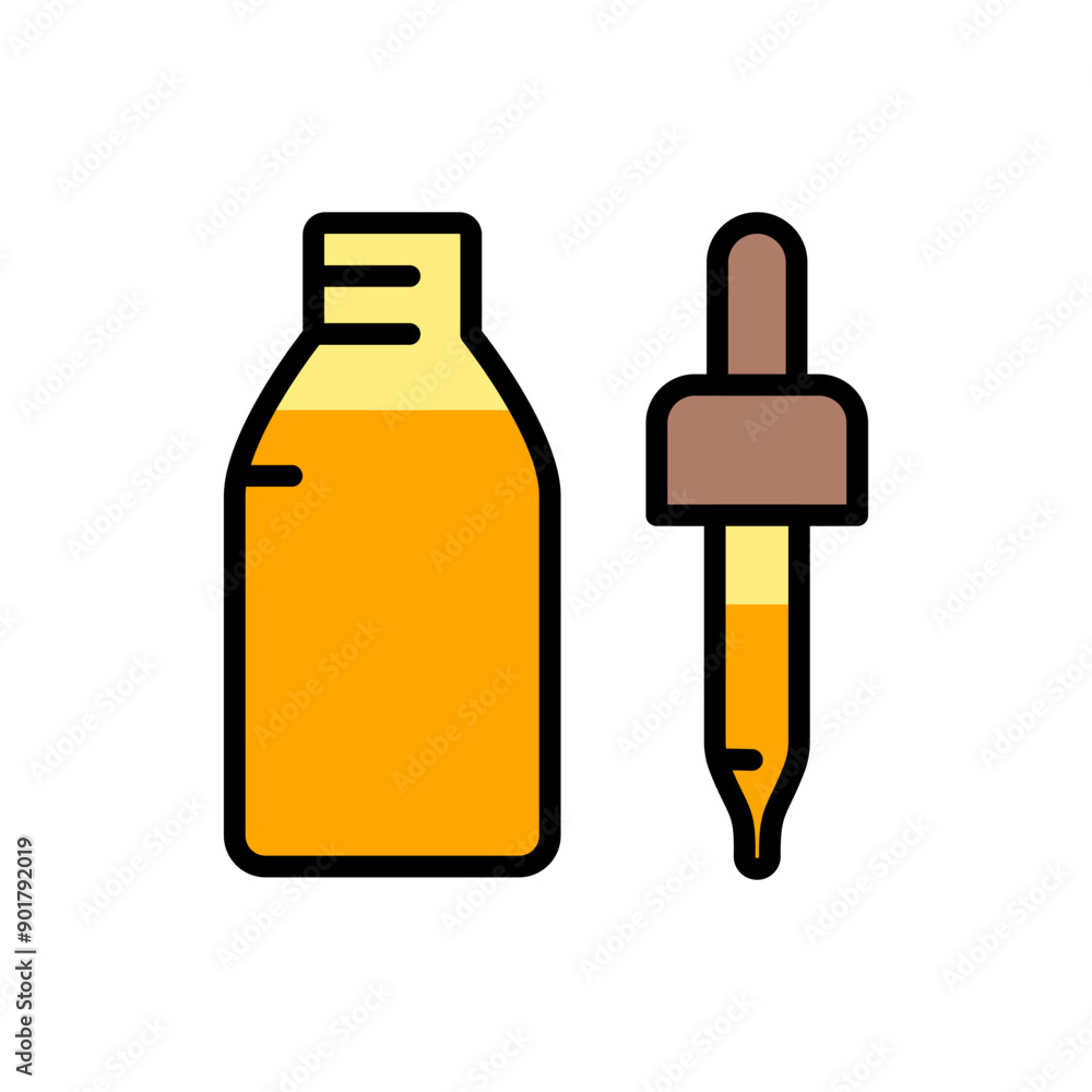 Dropper, bottle with pipette simple color icon. Beauty essence, serum or essential oil. Vector illustration for beauty shop. Dropper, bottle with pipette simple color icon. Beauty essence, serum or essential oil. Vector illustration for beauty shop.