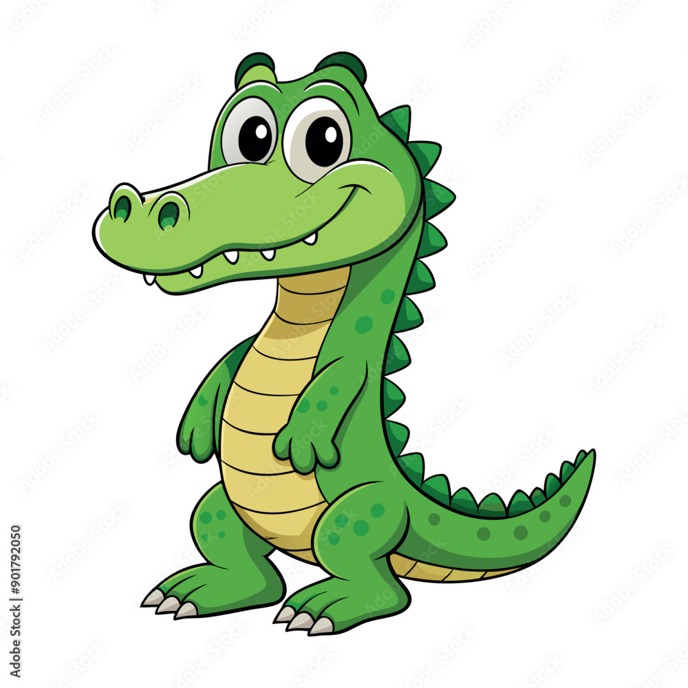 Naklejka premium Vector cartoon Alligator Crocodile Clipart illustration On a White Background
