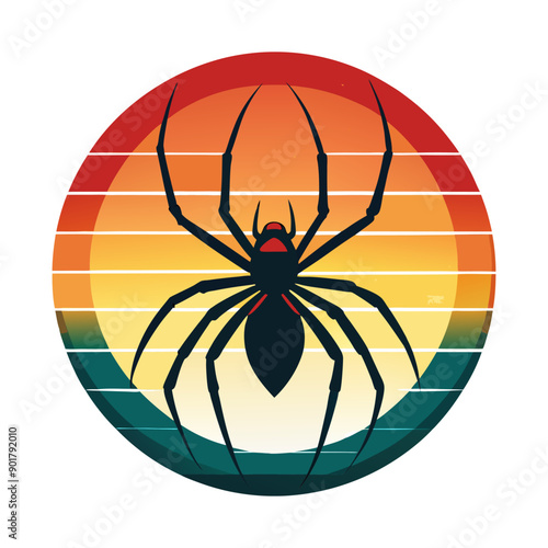 a spider web with a rainbow colored background