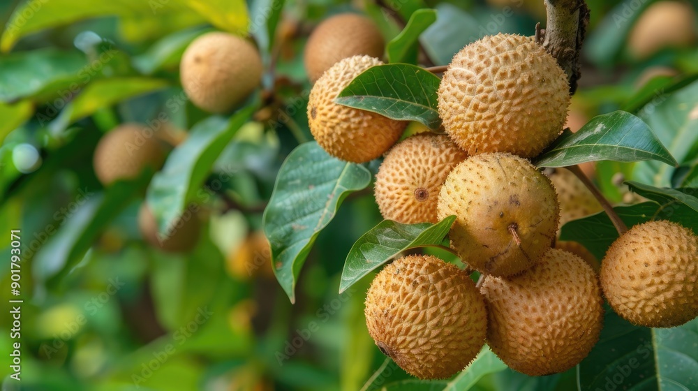 Immature Longan fruit in the garden Immature Longan fruit in the garden