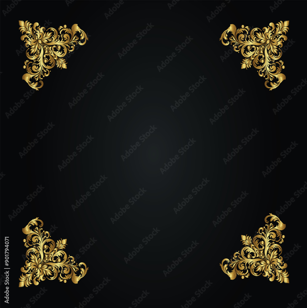 Fototapeta premium Ornament vector art illustration. floral vine, border, golden vector design. 