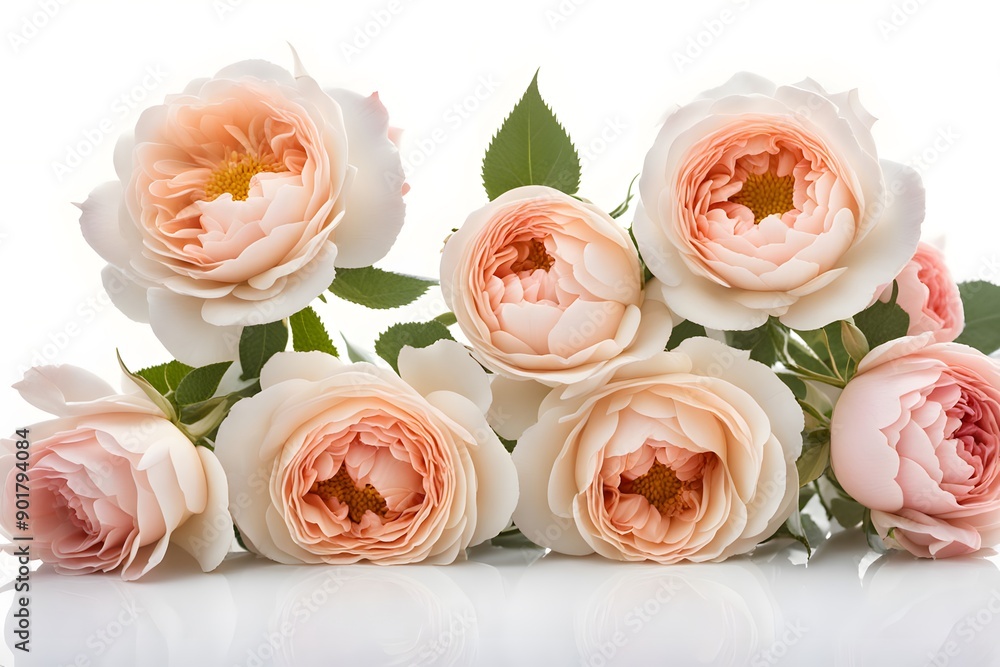 English rose flowers on white background, Ai Generated English rose flowers on white background, Ai Generated
