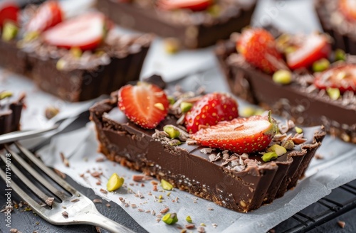 Chocolate Tart With Strawberries and Pistachios