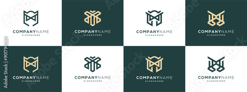 Luxurious letter M with unique outline shapes, signs, elements logo vector ideas. Abstract minimalist design based icons template.