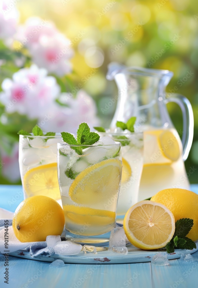 Fototapeta premium Lemonade and Lemons on a Table