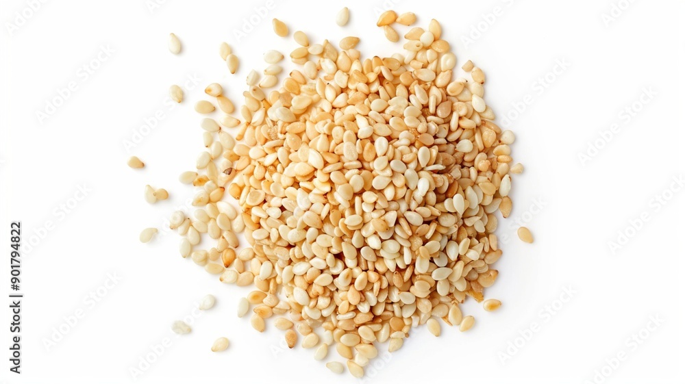 Front view of a wooden scoop filled with Organic White Sesame seeds (Sesamum indicum) or Til. Isolated on a white background.
Front view of a wooden scoop filled with Organic White Sesame seeds (Sesamum indicum) or Til. Isolated on a white background.