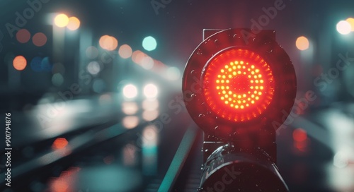 Red Signal Light at Night