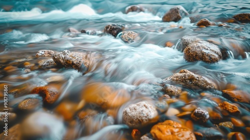 Wallpaper Mural Body of water with flowing water and small rocks Torontodigital.ca