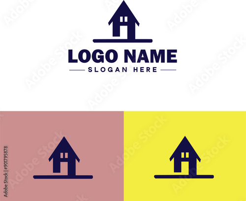 Real estate development icon Property development Real estate project Housing development flat logo sign symbol editable vector