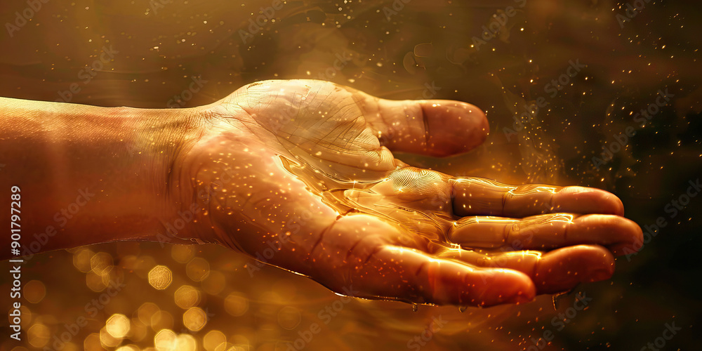 Fototapeta premium Gratitude (Light Brown): An outstretched hand, symbolizing thankfulness and appreciation
