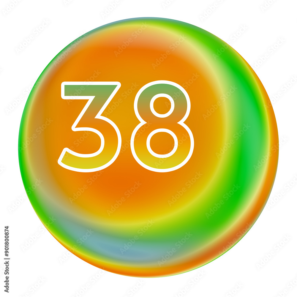 Colorful gradient sphere with number 38 Colorful gradient sphere with number 38