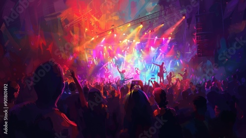 Wallpaper Mural Crowd at a concert, bathed in vibrant lights. Torontodigital.ca