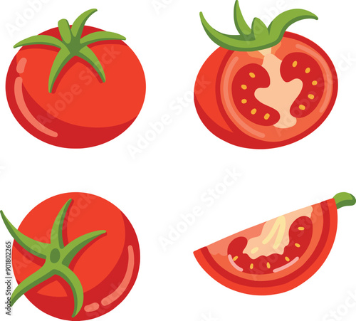 Fresh tomatoes in flat style.