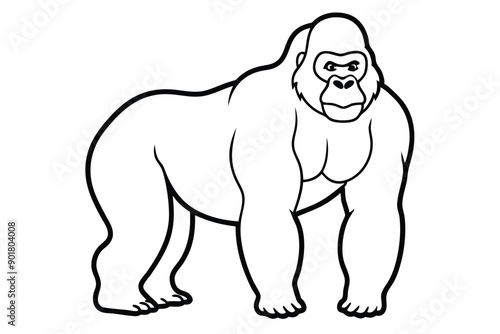 Gorilla line art illustration Design Concepts