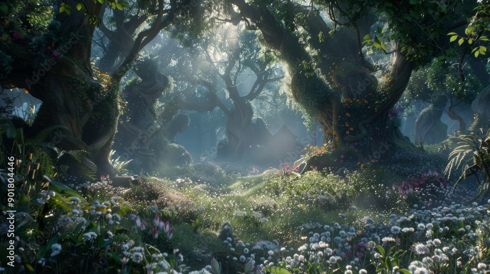 Wide shot of an enchanted forest. Wide shot of an enchanted forest.