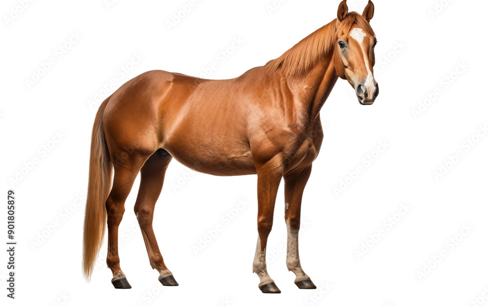 A magnificent brown horse stands tall with a sleek and muscular build, gazing forward with a sense of poise and grace. Its coat gleams under the lighting, showing off its healthy condition. A magnificent brown horse stands tall with a sleek and muscular build, gazing forward with a sense of poise and grace. Its coat gleams under the lighting, showing off its healthy condition.