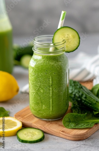 Green Smoothie With Cucumber and Spinach