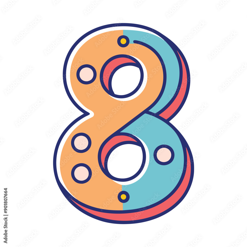 Minimalistic Traced Number 8 with Dotted Outline Vector on White Background Minimalistic Traced Number 8 with Dotted Outline Vector on White Background