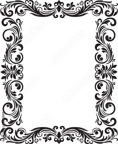 Ornament silhouette vector art illustration. floral vine, border, Black Elements Vector design.