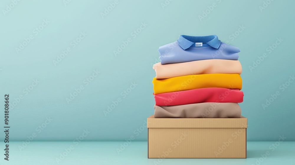 Three jackets hanging on a rack inside a cardboard box Three jackets hanging on a rack inside a cardboard box