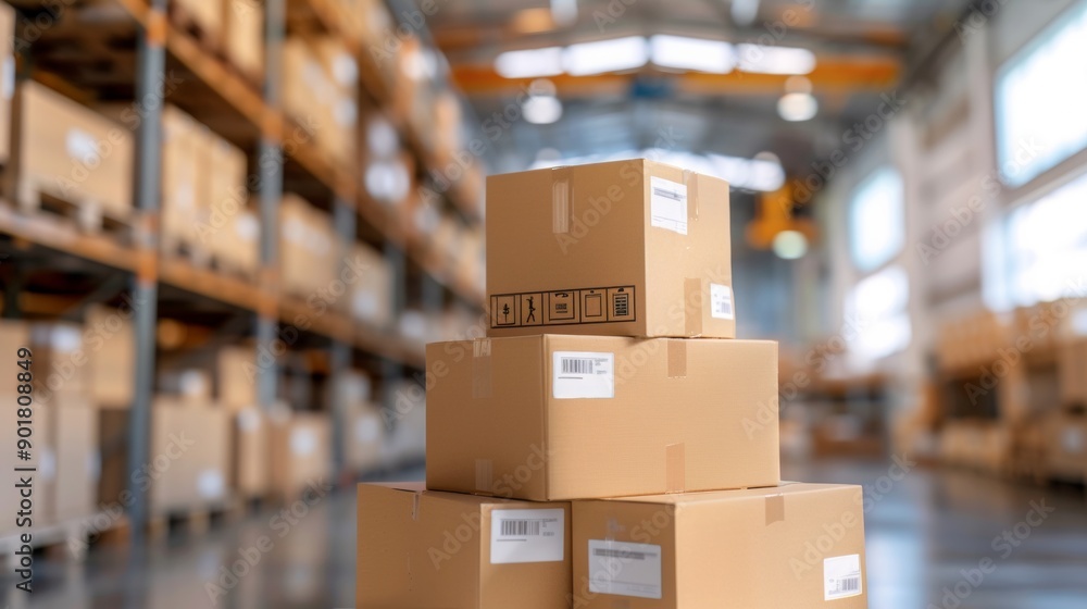 Stack of cardboard boxes in warehouse Stack of cardboard boxes in warehouse