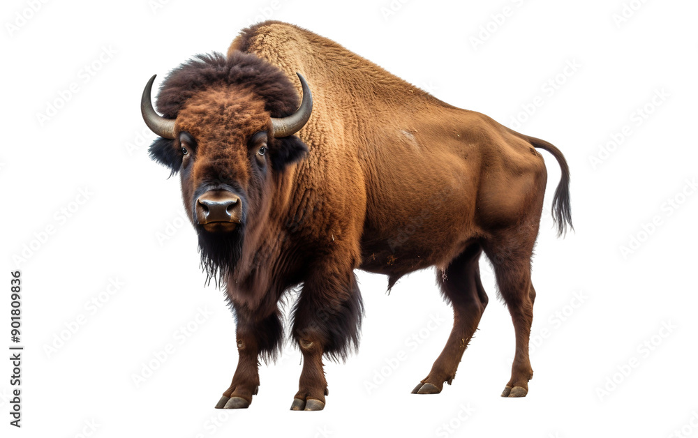 Majestic bison standing in a natural grassland setting, ideal for wildlife and nature-themed projects. Majestic bison standing in a natural grassland setting, ideal for wildlife and nature-themed projects.