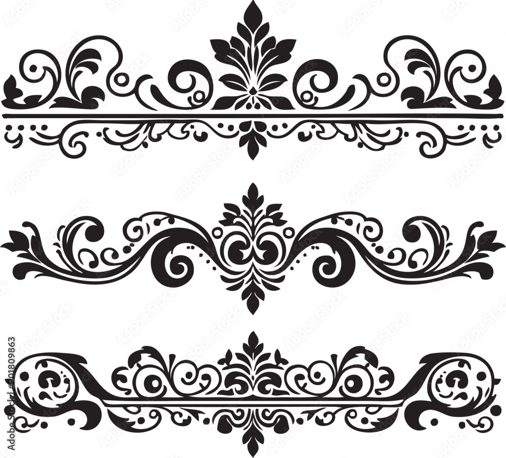 Ornament silhouette vector art illustration. floral vine, border, Black Elements Vector design. Ornament silhouette vector art illustration. floral vine, border, Black Elements Vector design.