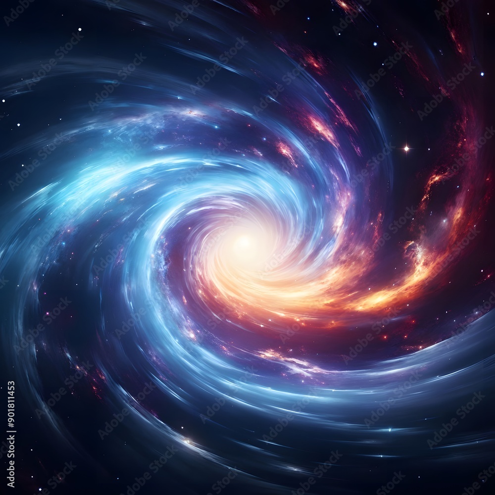 A detailed 3D visualization of stars traveling through a galaxy, with a focus on the wave-like motion A detailed 3D visualization of stars traveling through a galaxy, with a focus on the wave-like motion