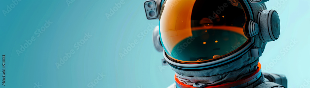 Obraz premium A close-up of an astronaut's helmet, showcasing reflections of space, symbolizing exploration and adventure beyond Earth.