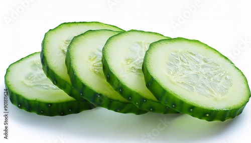 sliced cucumber isolated on white