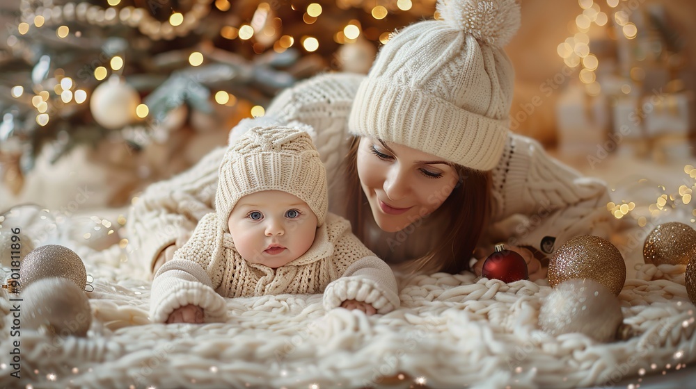 Mother and Baby Celebrating Christmas Mother and Baby Celebrating Christmas