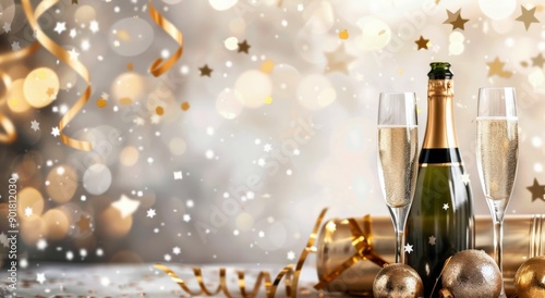 Champagne Toast With Gold Confetti