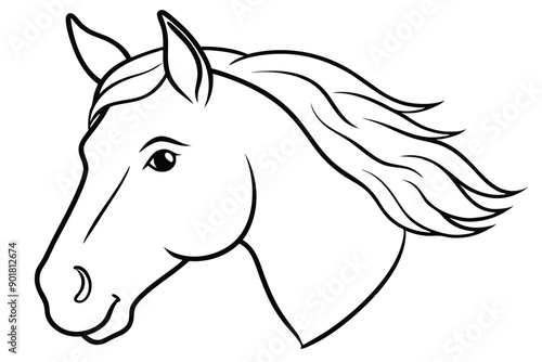 Horse head line art illustration Design