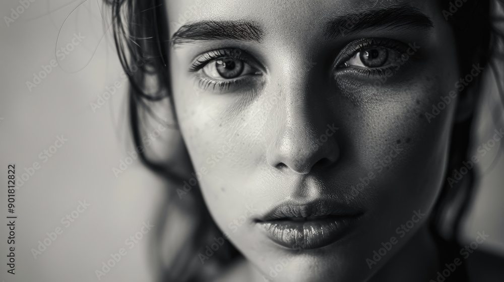 Elegant Close-Up Portrait of Woman with Minimalist Background. Generative AI Elegant Close-Up Portrait of Woman with Minimalist Background. Generative AI
