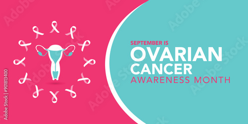 Ovarian cancer awareness month is observed every year in september. September is ovarian cancer awareness month. Vector template for banner, greeting card, poster with background. Vector illustration.