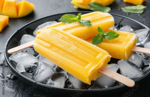 Mango Popsicles on Ice