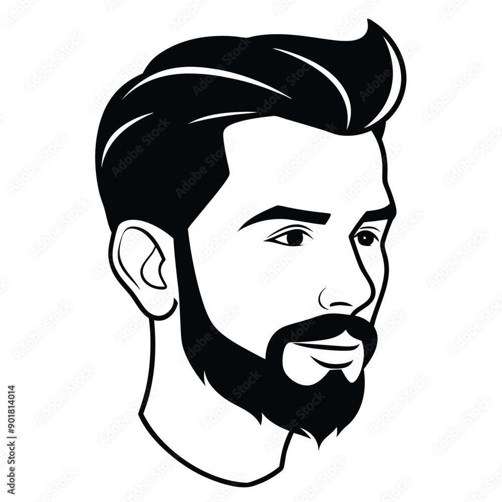 Silhouette of hipster man head Silhouette of hipster man head
